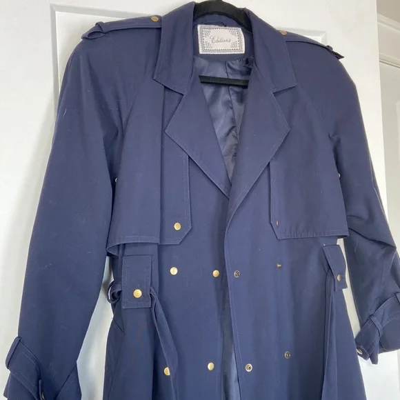 Vintage Navy Trench Coat Size 7/8 - Picture 2 of 10